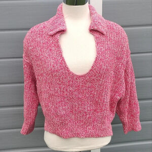 Free People Love This City Collared Sweater XS Pink